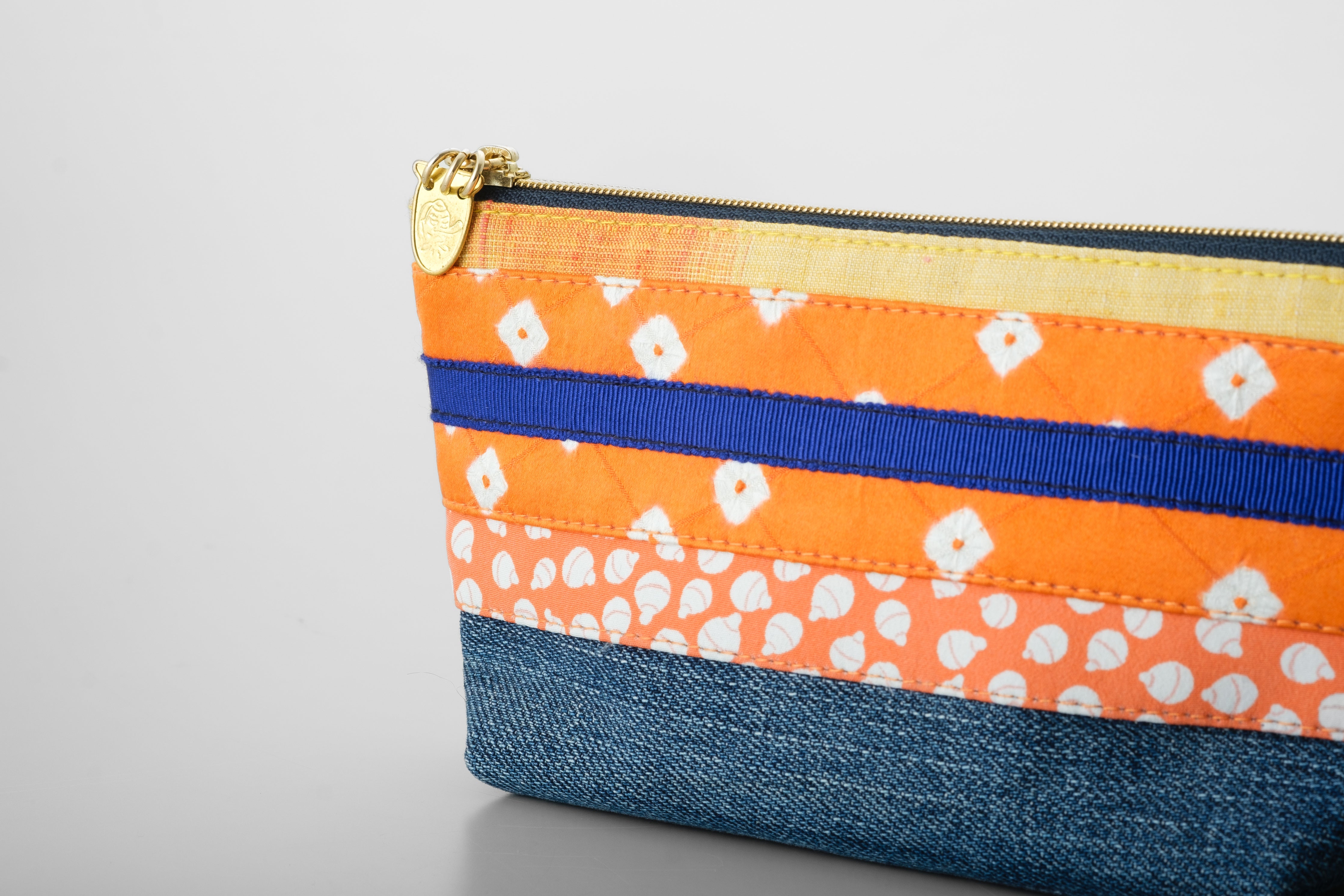 着物ポーチ (オレンジ系)