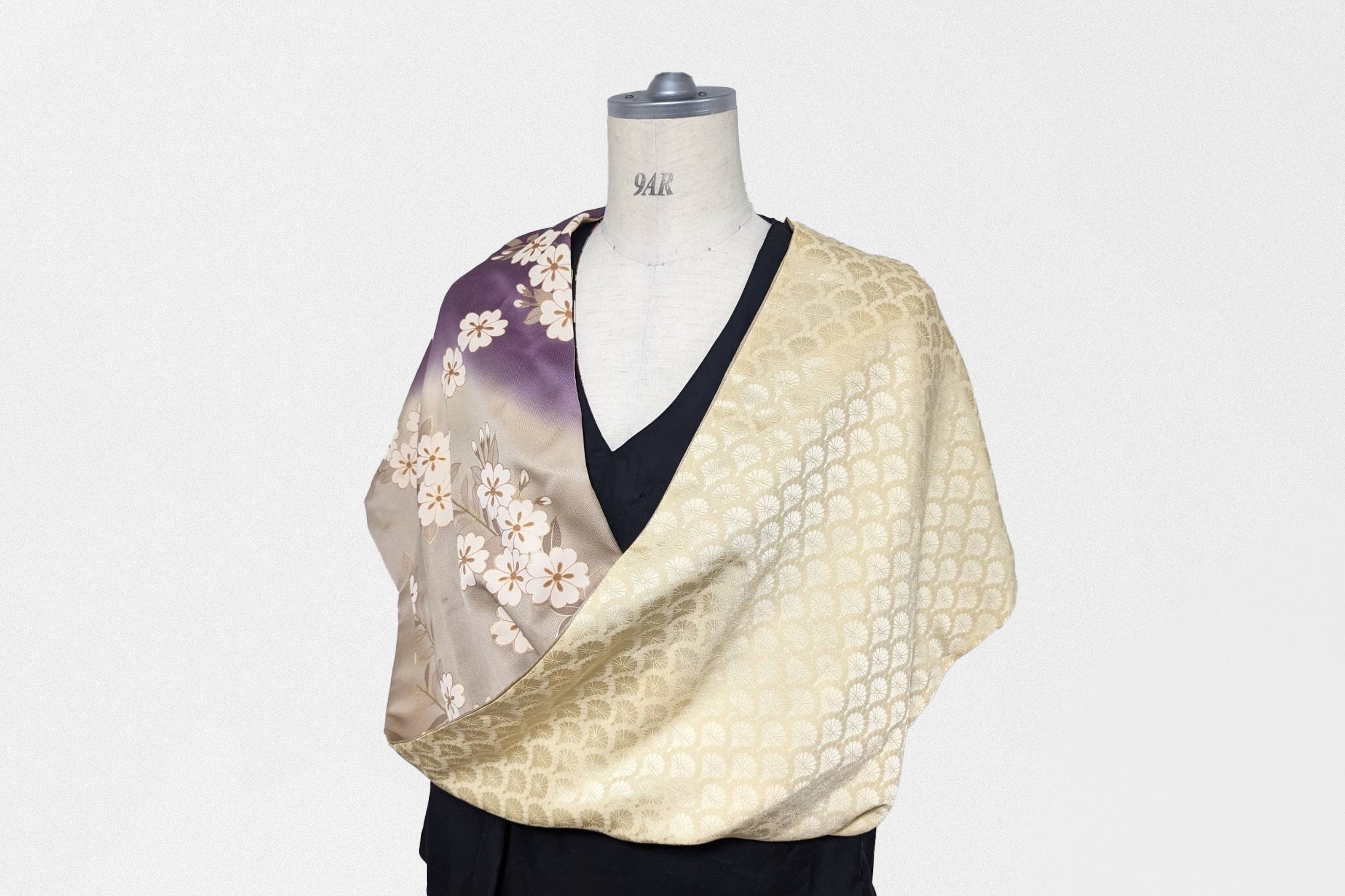 着物スヌード (パープル×イエロー長めスヌード)