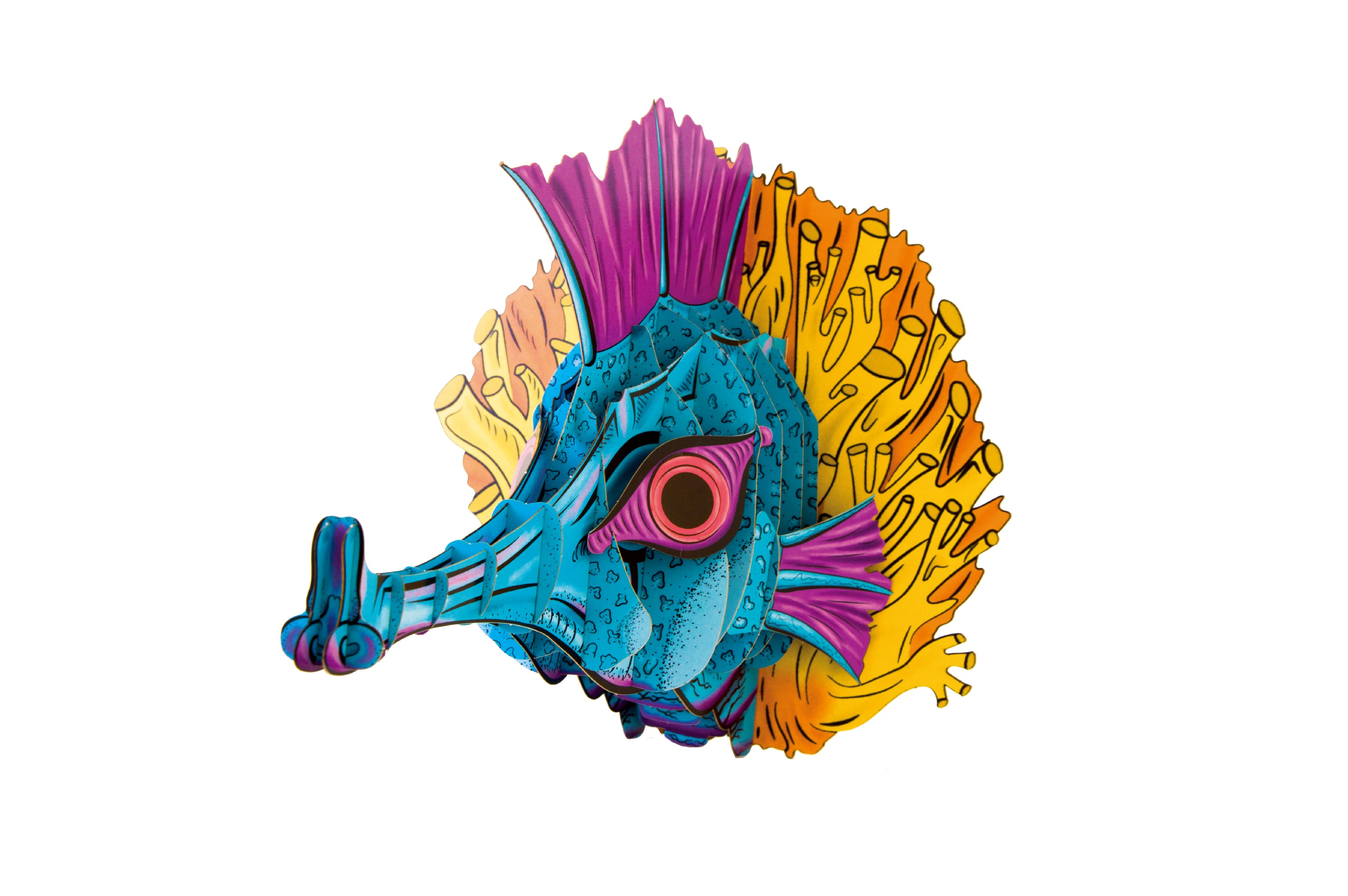 【作って飾れる9種の立体動物】タツノオトシゴ:ドイツ発 親子で楽しめる3Dペーパークラフト