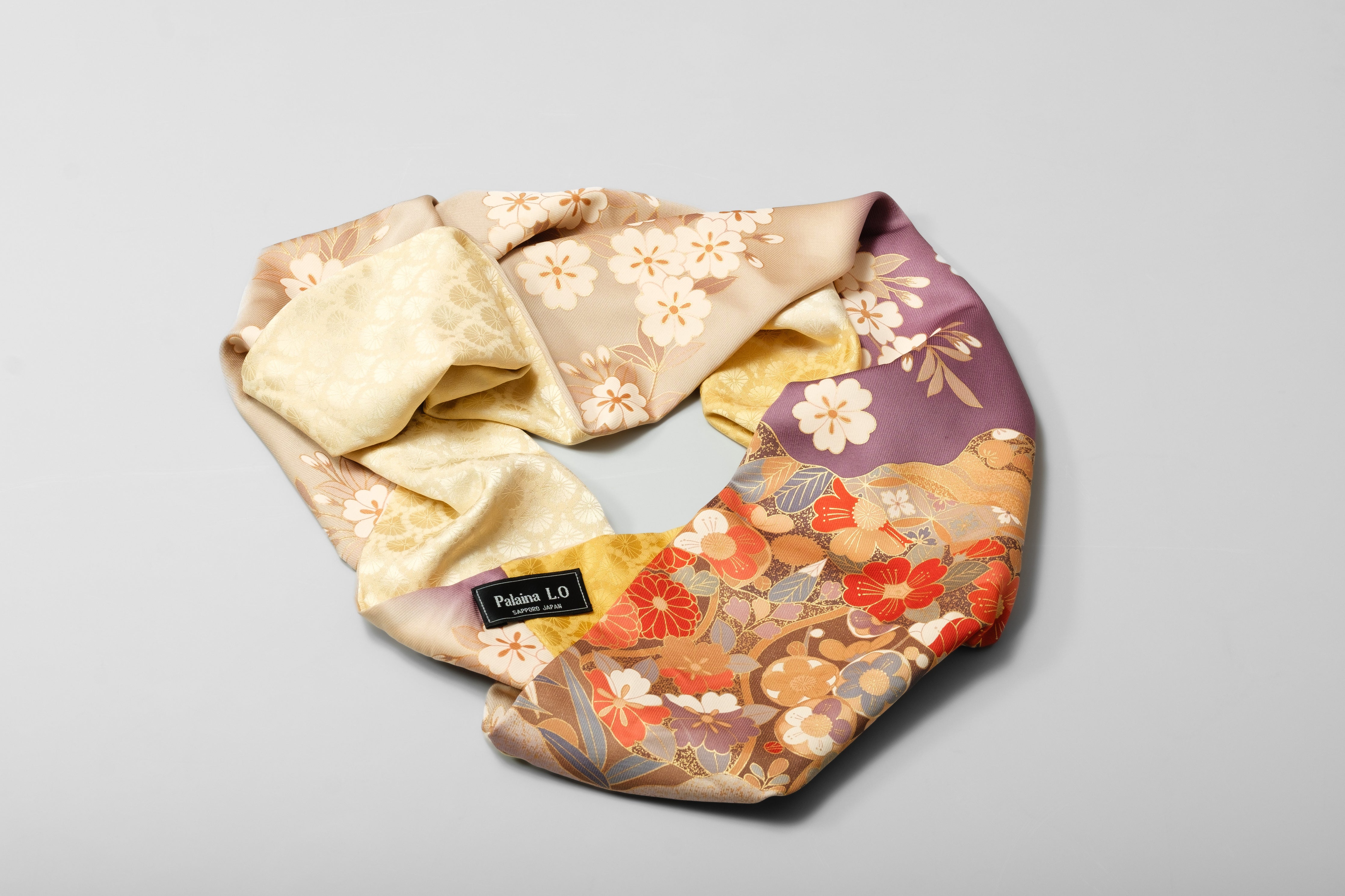 着物スヌード (パープル×イエロー長めスヌード)