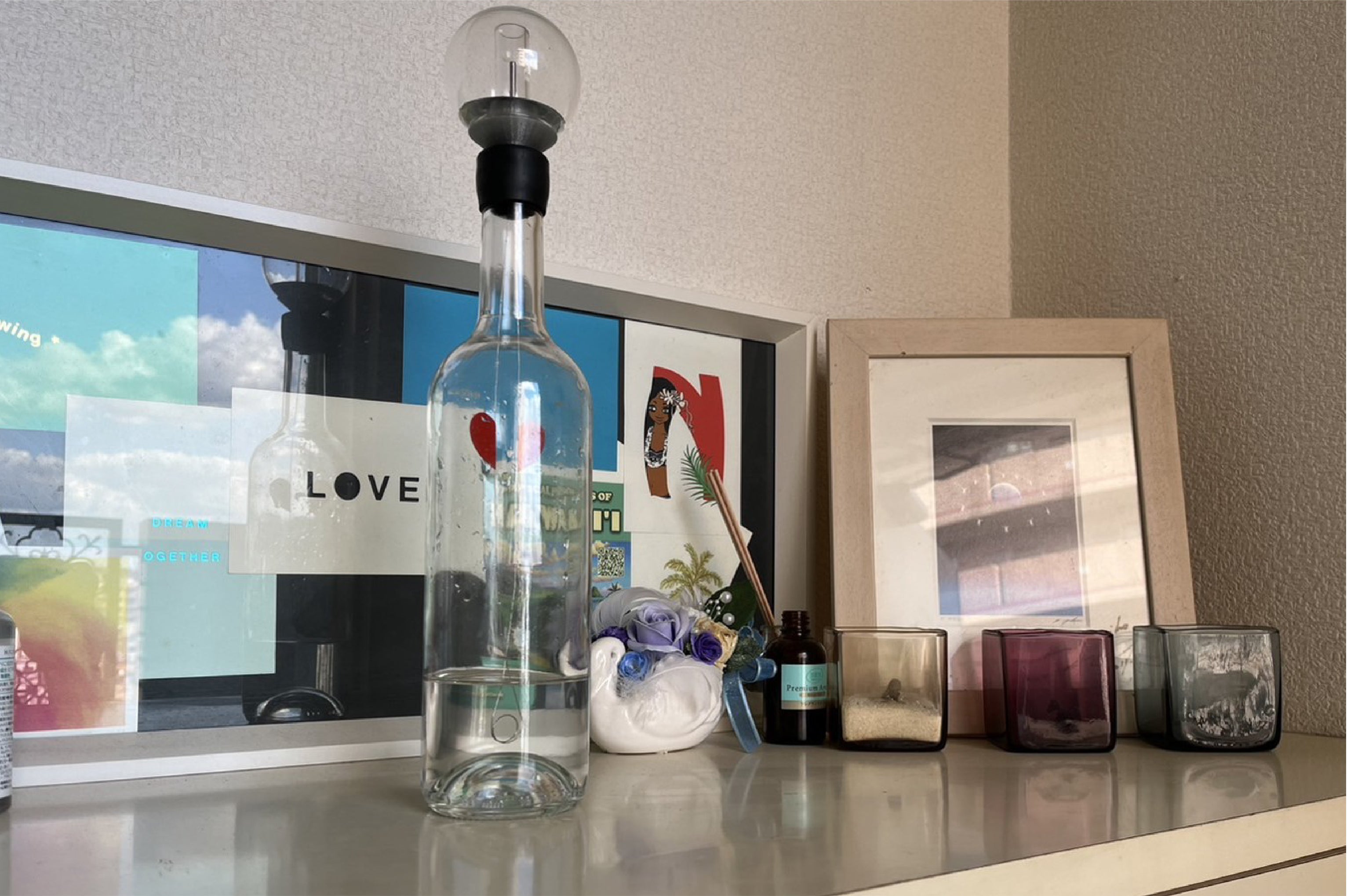 鼓動するハートのボトルアート