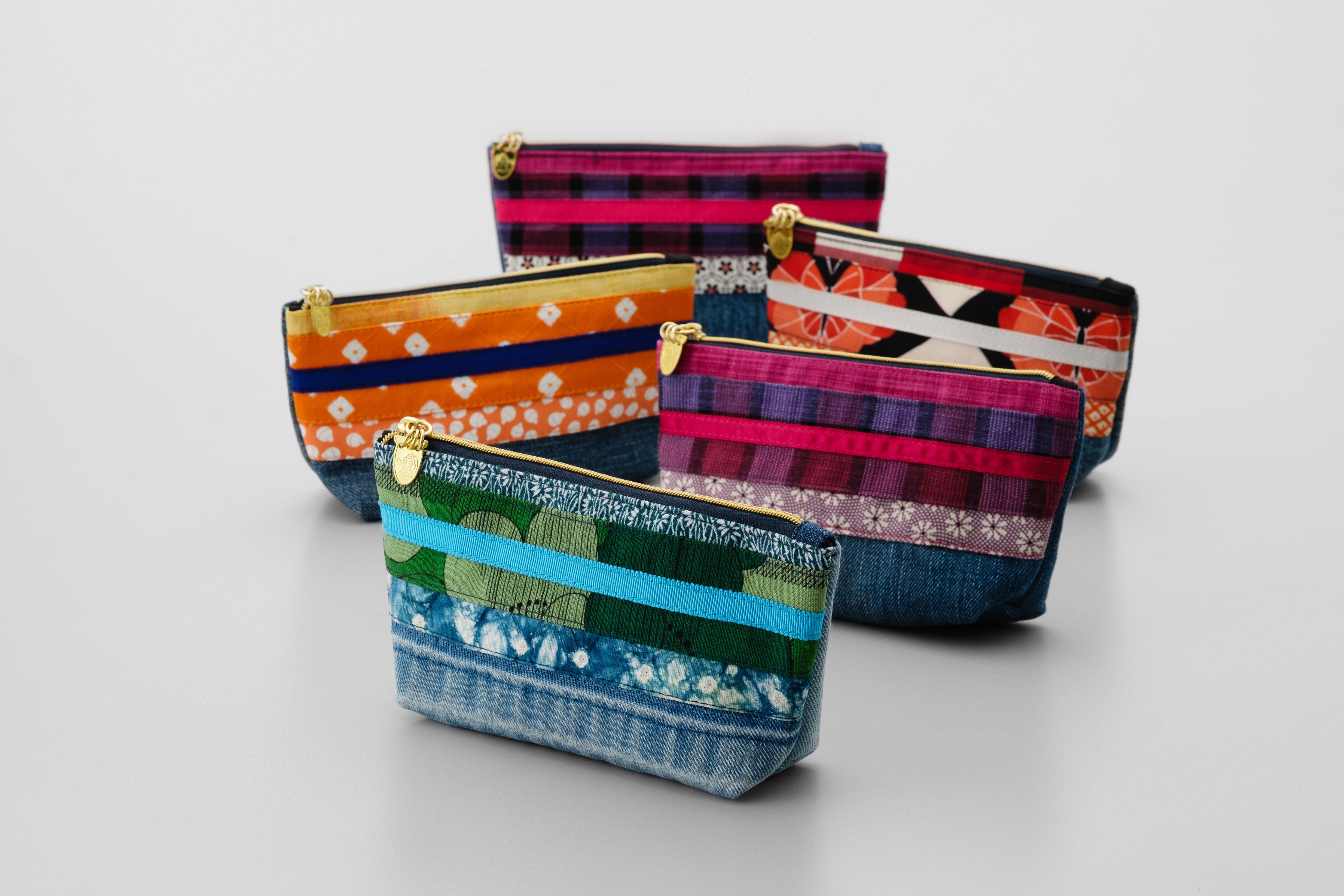着物ポーチ (オレンジ系)